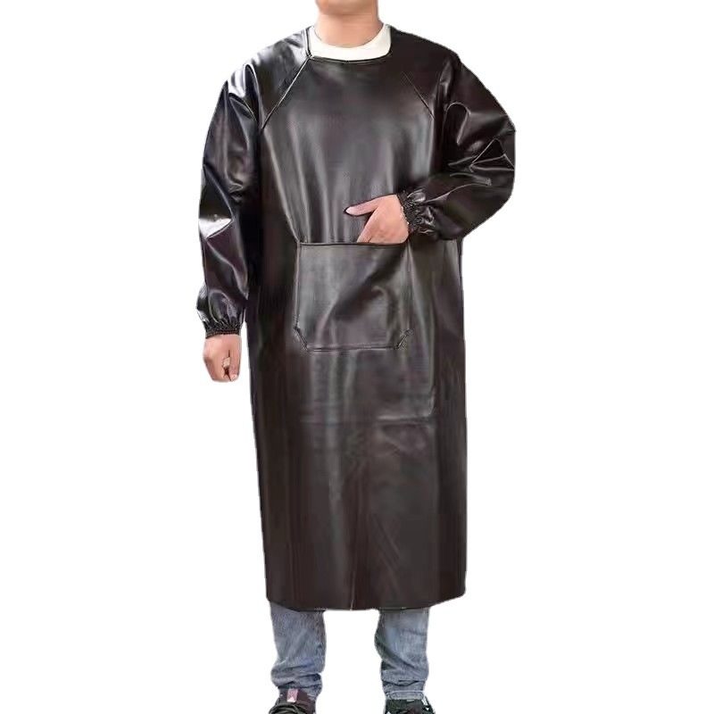 Ujjú kötény PU bőrből, vízálló, modern minimalist stílus, egyszínű minta