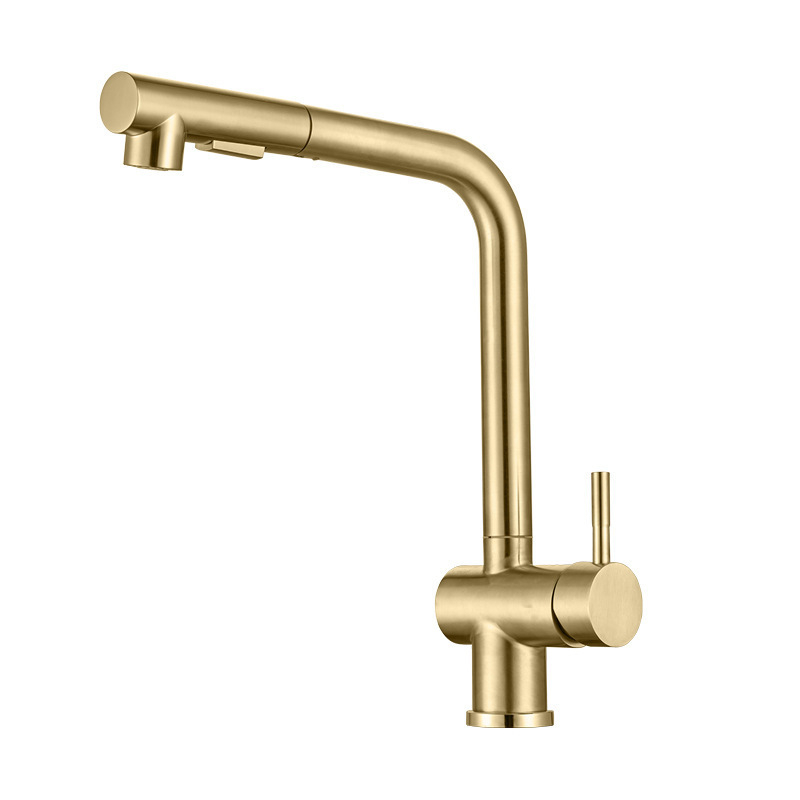 Ištraukiamas virtuvės čiaupas, 304 nerūdijančio plieno, 4 kryptų funkcija, keramikinis vožtuvas, 10 mm įėjimas/išėjimas