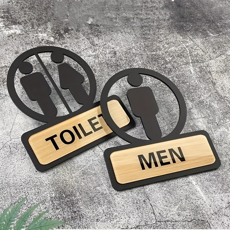 Autocolant decorativ din acrilic pentru identificarea toaletei — model geometric, 1 bucată, stil modern minimalist 3D