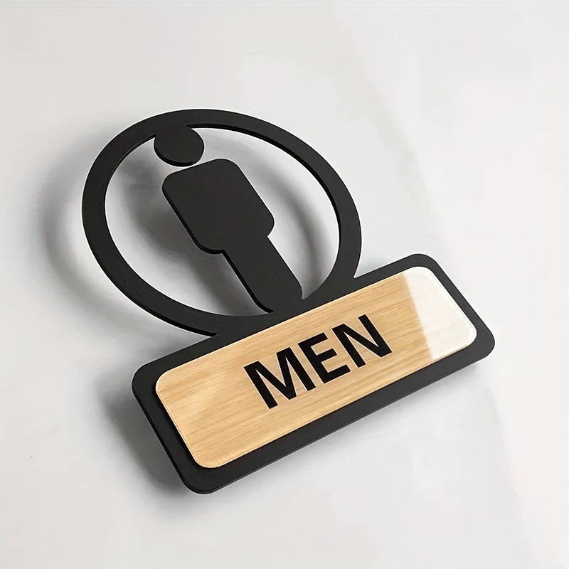 Autocolant decorativ din acrilic pentru identificarea toaletei — model geometric, 1 bucată, stil modern minimalist 3D