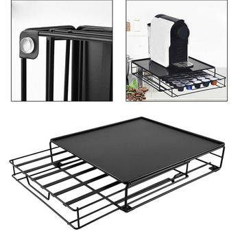 Japonijos stiliaus kavos kapsulių laikiklis, 40 skyrių, geležinės vielos konstrukcija, šiuolaikiškas minimalistinis metalinis dėklas su stalčiumi