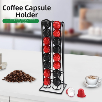 Geležinis dvipusis kavos kapsulių laikiklis — daugiafunkcis, šiuolaikiškas minimalistinis stilius, pristatymas 2024 m. pavasarį