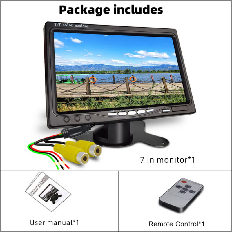 Automašīnas LCD displejs HD7, TFT ekrāns, 1024x600 izšķirtspēja, AV ieeja