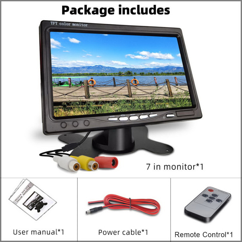 Automašīnas LCD displejs HD7, TFT ekrāns, 1024x600 izšķirtspēja, AV ieeja