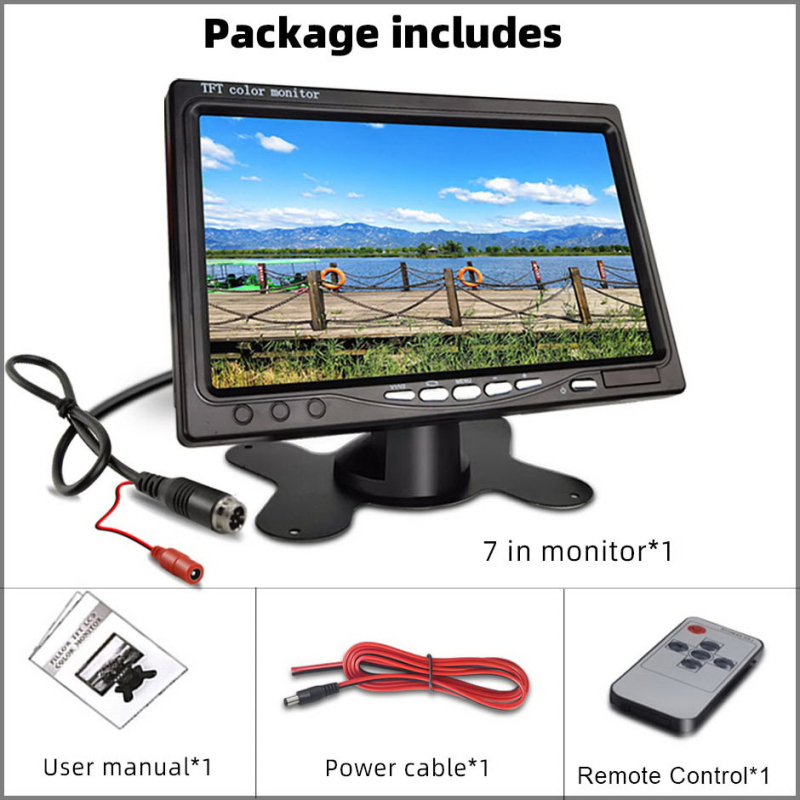 Automašīnas LCD displejs HD7, TFT ekrāns, 1024x600 izšķirtspēja, AV ieeja