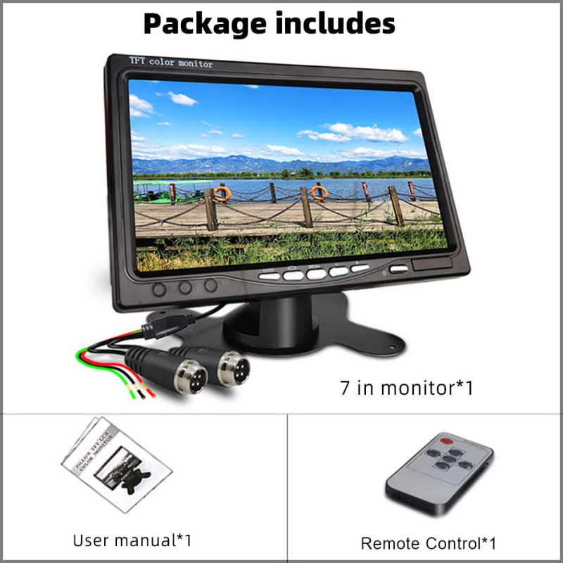 Automašīnas LCD displejs HD7, TFT ekrāns, 1024x600 izšķirtspēja, AV ieeja