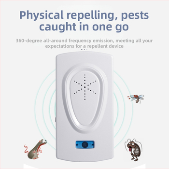 Υπερηχητικός απωθητής εντόμων για κουνούπια και άλλα έντομα - ισχυρός, με διπλό ηχείο και διπλή συχνότητα, με διακόπτη, 360° κάλυψη, νυχτερινό φως