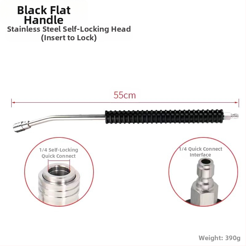 Automobiļu tīrīšanai augstā spiediena pistole ar nerūsējoša tērauda 304 galviņu un plastmasas rokturu; lietojums: auto mazgāšana; spiediens 300; svars 500 g