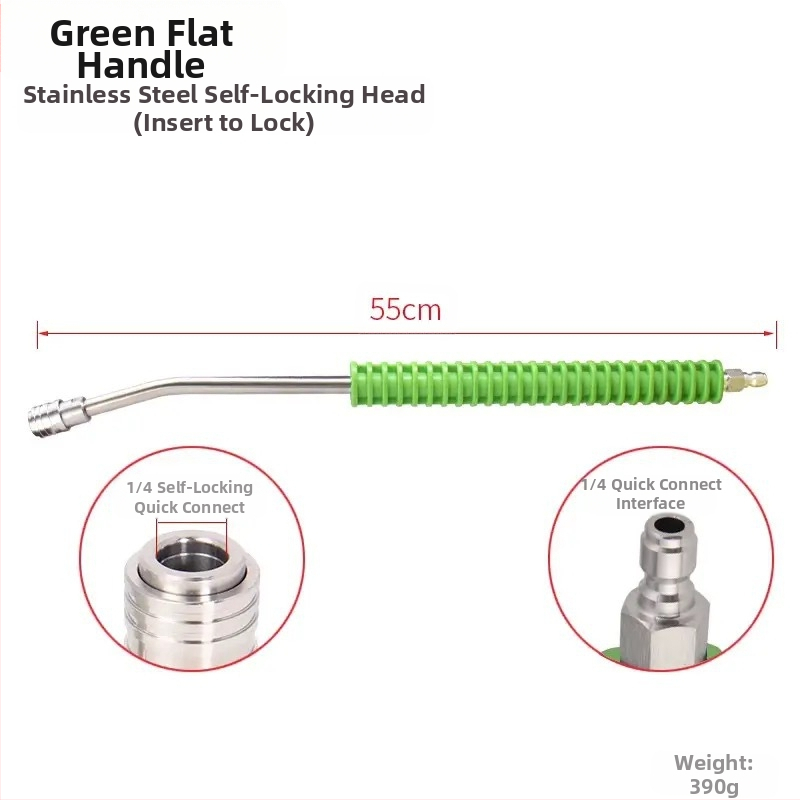 Automobiļu tīrīšanai augstā spiediena pistole ar nerūsējoša tērauda 304 galviņu un plastmasas rokturu; lietojums: auto mazgāšana; spiediens 300; svars 500 g