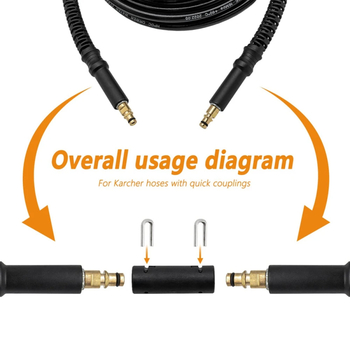 Pagarinājuma savienotājs augsta spiediena šķiedru šļūtenei, Karcher K2–K7, sprādziendrošs, materiāls: inženierplastmasa, 60 g