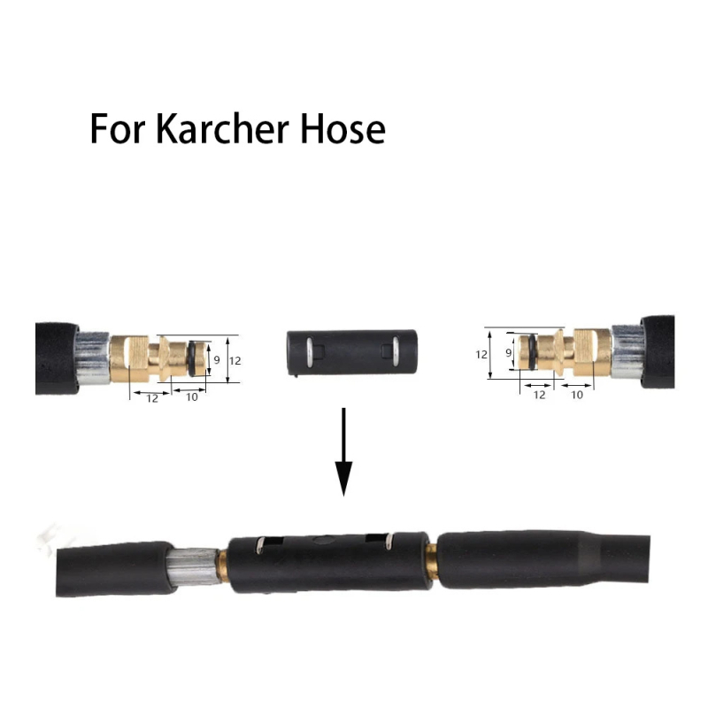 Pagarinājuma savienotājs augsta spiediena šķiedru šļūtenei, Karcher K2–K7, sprādziendrošs, materiāls: inženierplastmasa, 60 g