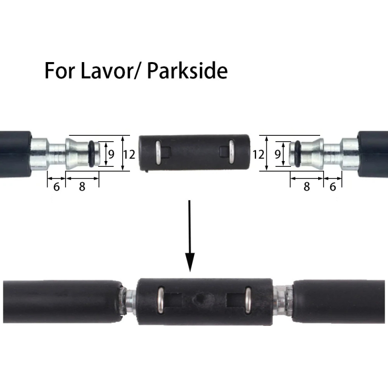 Pagarinājuma savienotājs augsta spiediena šķiedru šļūtenei, Karcher K2–K7, sprādziendrošs, materiāls: inženierplastmasa, 60 g