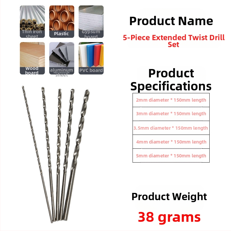 Longxing Ruiyu Faipari hosszított spirálfúrókészlet, gyorsacélból, egyenes nyél