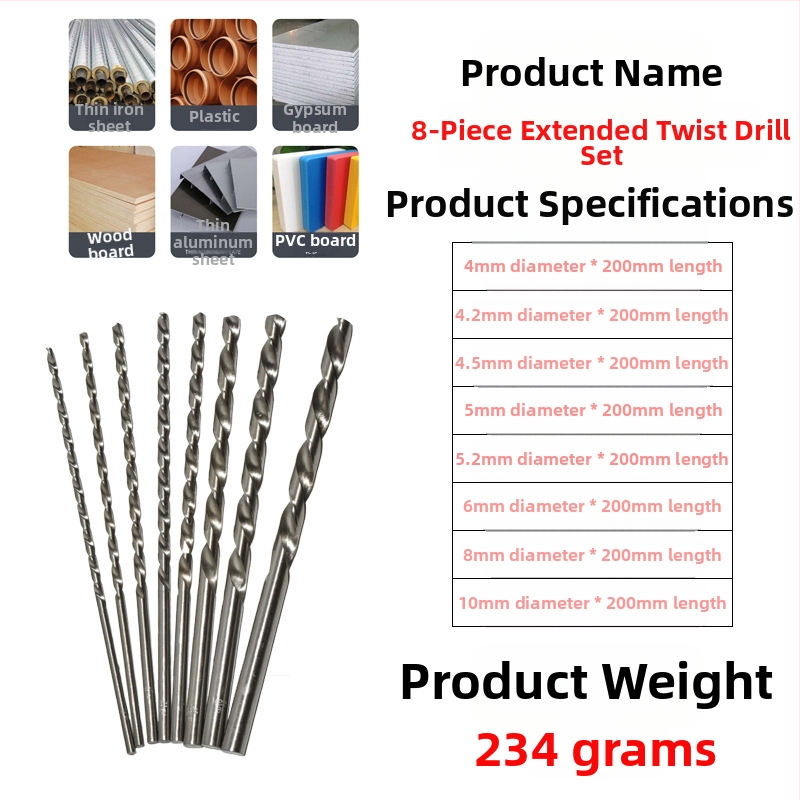 Longxing Ruiyu Faipari hosszított spirálfúrókészlet, gyorsacélból, egyenes nyél