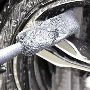 Perie din microfibră pentru roți, mâner lung, țesătură torsionată moale pentru spălarea mașinii