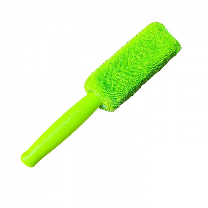 Perie din microfibră pentru roți, mâner lung, țesătură torsionată moale pentru spălarea mașinii