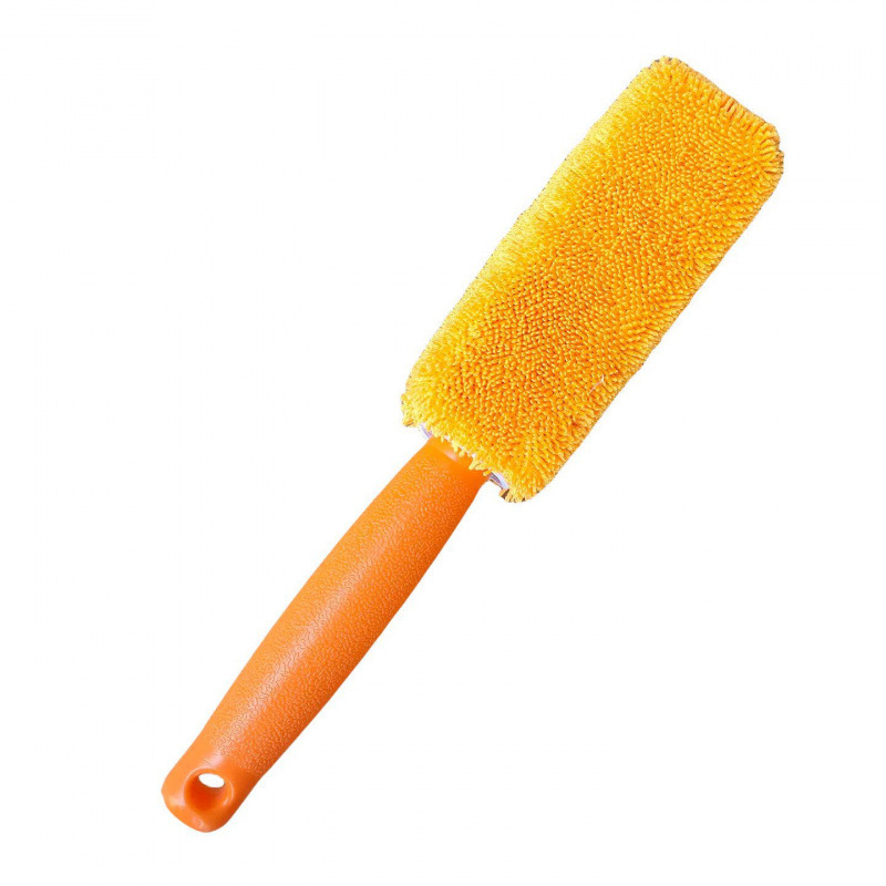 Perie din microfibră pentru roți, mâner lung, țesătură torsionată moale pentru spălarea mașinii