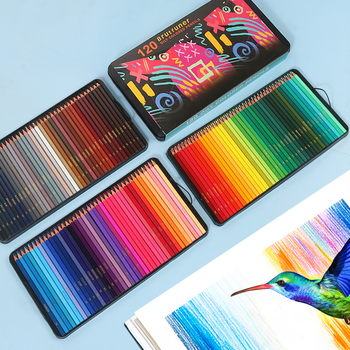 Piašymo pieštukų komplektas su mediniu korpusu, kvadratinio dizaino, pakuojamas į geležinę dėžę