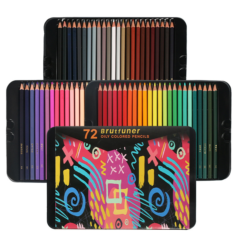 Piašymo pieštukų komplektas su mediniu korpusu, kvadratinio dizaino, pakuojamas į geležinę dėžę