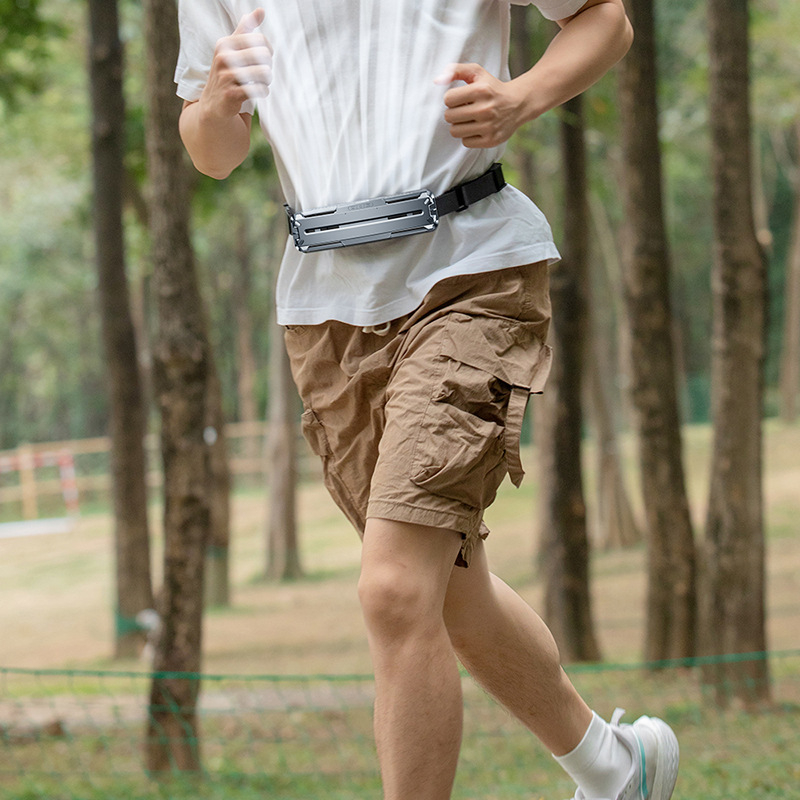 Коланен USB вентилатор за носене – преносим вентилатор за спорт и открито, 3 скорости, вградена батерия 4000–6000 mAh, безчетков мотор, USB зареждане, шум 45–50 dB