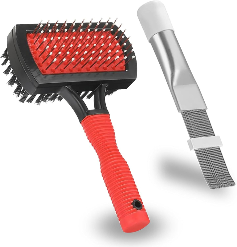 Комплект двуглавни почистващи четки за въздушния изход на климатик с меки пластмасови четки за почистване на кондензаторните ламели