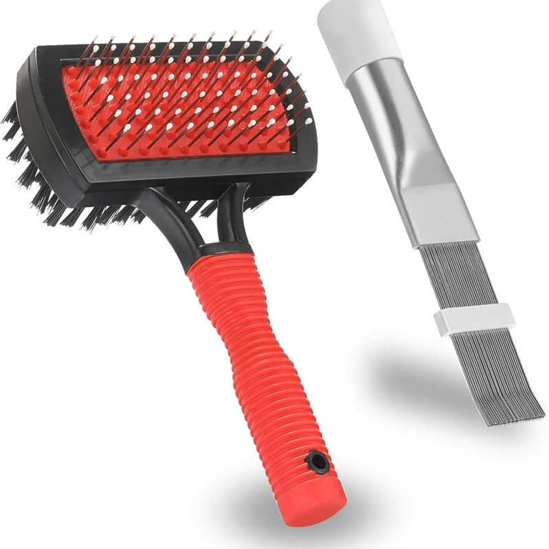 Комплект двуглавни почистващи четки за въздушния изход на климатик с меки пластмасови четки за почистване на кондензаторните ламели