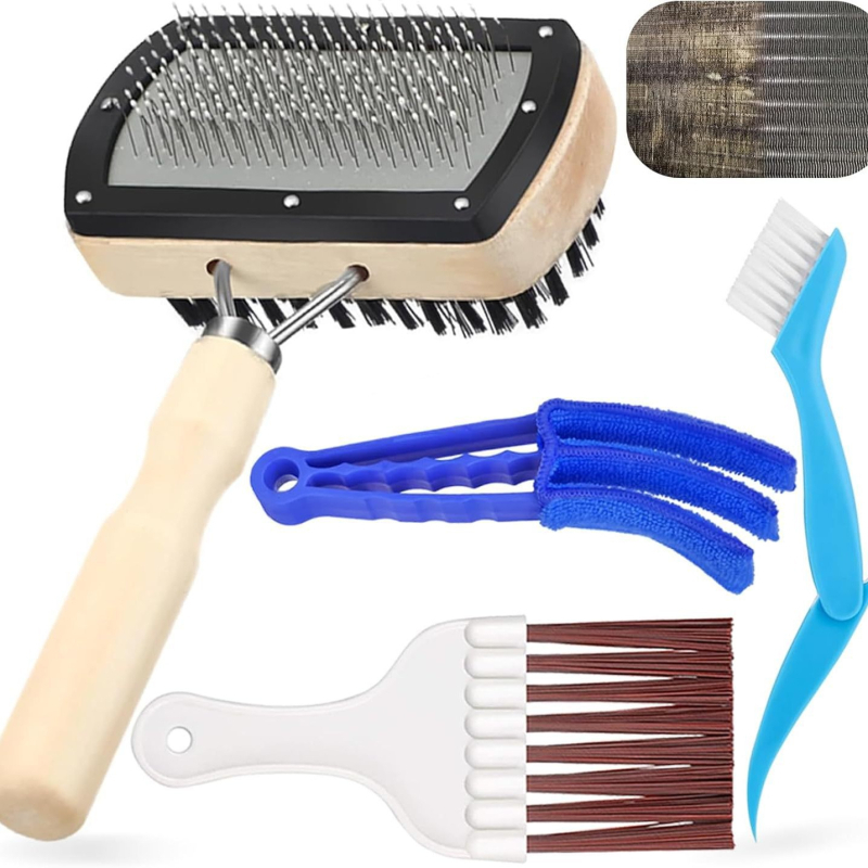 Комплект двуглавни почистващи четки за въздушния изход на климатик с меки пластмасови четки за почистване на кондензаторните ламели