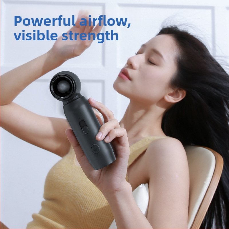 Ръчен преносим турбинен вентилатор за открито с вградена батерия 4000–6000 mAh, USB зареждане, безчетков мотор, безстъпково регулиране на скоростта, време на работа 1–3 ч