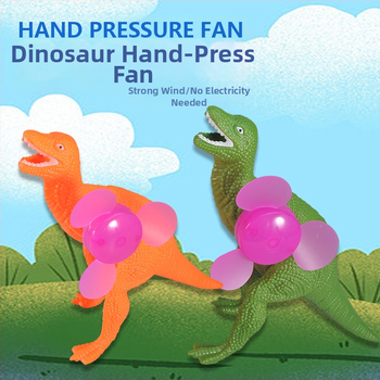 Rankinis dinozaurų ventiliatorius - nešiojamas plastmasinis, apšvietimo funkcija, mini T-Rex žaislas