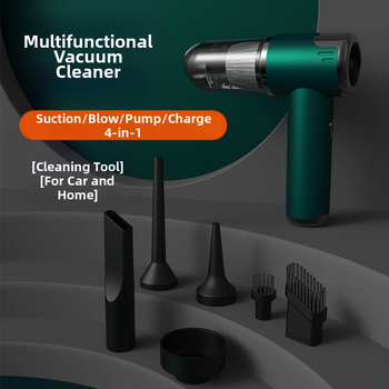 Bevielė belaidė rankinė dulkių siurblys automobiliui ir namams, ciklono antgalis, siurbimas 2100–3000 Pa, galia 75W, veikimo laikas 0–1 h, įmontuota baterija 1600–2000 mAh