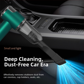 Bevielė belaidė rankinė dulkių siurblys automobiliui ir namams, ciklono antgalis, siurbimas 2100–3000 Pa, galia 75W, veikimo laikas 0–1 h, įmontuota baterija 1600–2000 mAh
