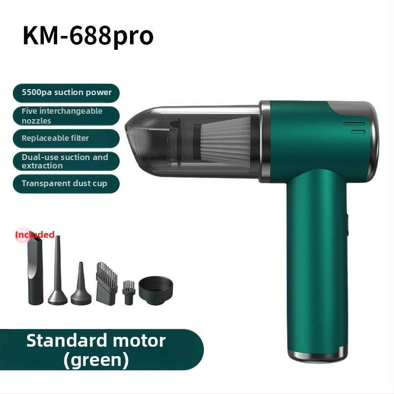 Bevielė belaidė rankinė dulkių siurblys automobiliui ir namams, ciklono antgalis, siurbimas 2100–3000 Pa, galia 75W, veikimo laikas 0–1 h, įmontuota baterija 1600–2000 mAh