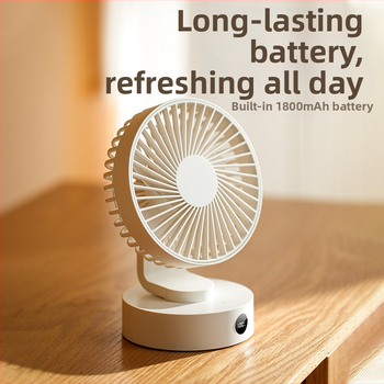 USB stalinis ventiliatorius, 5 mentelės, bešepetinis variklis, 5V 5W, įmontuota 1200–2000mAh baterija