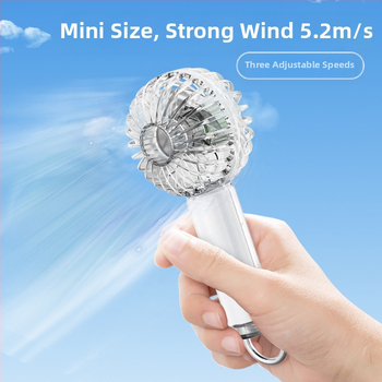 Rankinis USB įkraunamas lauko mini ventiliatorius su 1200–2000mAh baterija, bešepetėlinis variklis, 3 greičiai, aplinkos apšvietimas