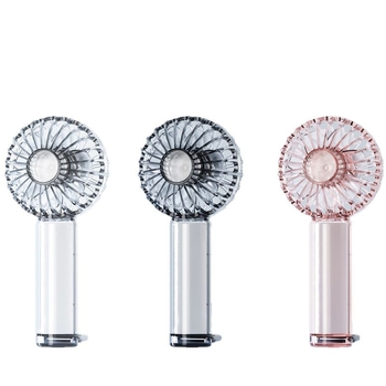 Rankinis USB įkraunamas lauko mini ventiliatorius su 1200–2000mAh baterija, bešepetėlinis variklis, 3 greičiai, aplinkos apšvietimas