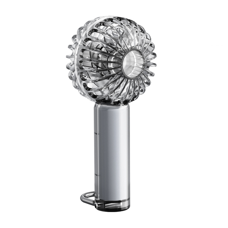 Rankinis USB įkraunamas lauko mini ventiliatorius su 1200–2000mAh baterija, bešepetėlinis variklis, 3 greičiai, aplinkos apšvietimas