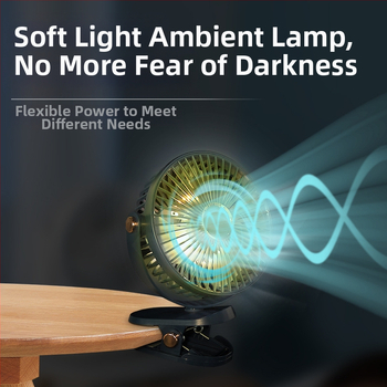 Klipinamas stalinis ventiliatorius su USB įkrovimu, brushless motoras, 5 greičiai, žemas triukšmas, įmontuota 1200–2000 mAh baterija