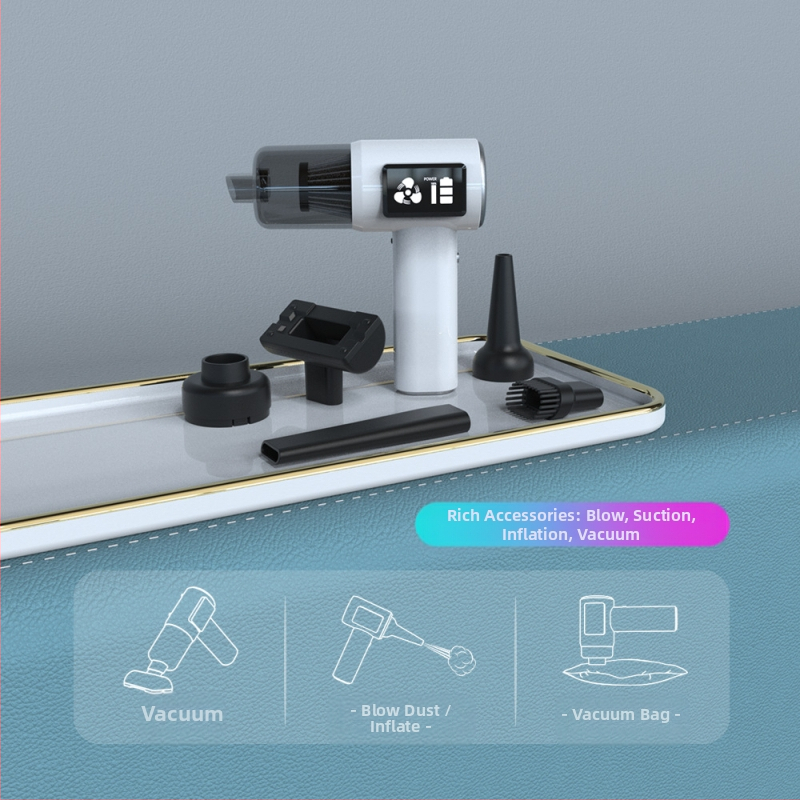 Безжичен автомобилен вакуум с цифров дисплей, двойно използване (кола и дом), компактно устройство, 60W, 6000Pa, презареждаем