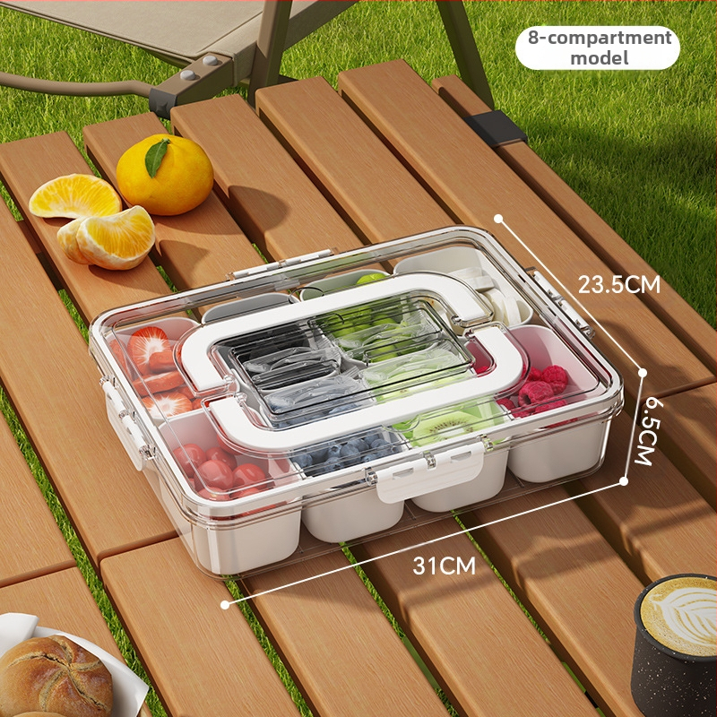 Kockasta prozirna kuhinjska kutija za pohranu s poklopcem — zatvorena kutija za svježu hranu s podijeljenim odjeljcima, PP+PET