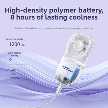 Ανεμιστήρας λαιμού με πτυσσόμενο σχεδιασμό, ενσωματωμένη μπαταρία 1000–1200mAh, φόρτιση USB, κινητήρας χωρίς ψήκτρες