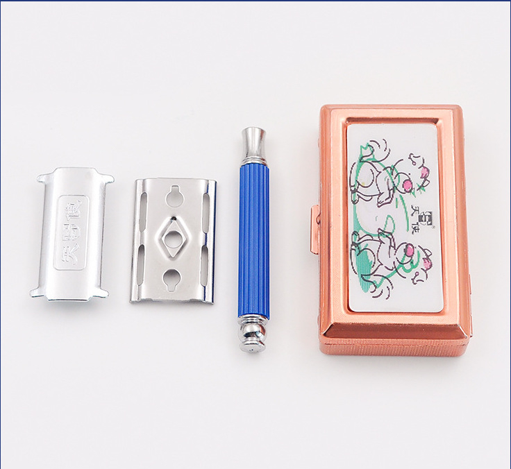 Male Jie – Θήκη για χειροκίνητο ξυριστικό με αλουμινένιο διπλής όψεως λεπίδα, συσκευασία 240 τεμάχια