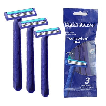 YOUHAOGAN ανδρικό ξυριστικό μίας χρήσης με λεπίδες από ανοξείδωτο ατσάλι τριών στρώσεων, σετ 3 τεμαχίων