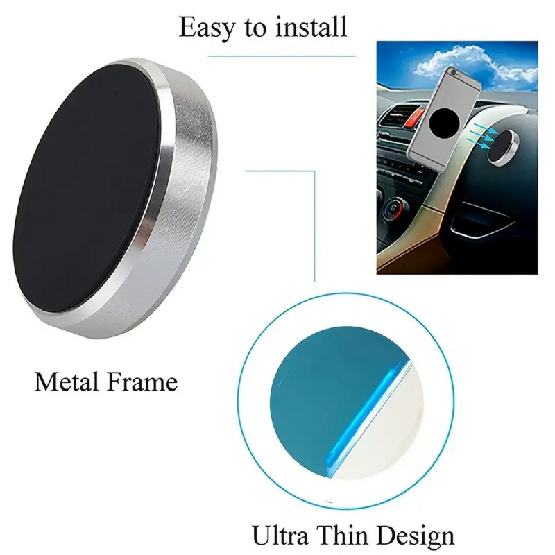 Suport auto pentru telefon cu magnet, placă magnetică mini, corp din aliaj, stil general