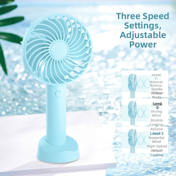 N15 rankinis USB įkraunamas ventiliatorius, 4 mentelės, brushless variklis, 3 greičiai, įmontuota baterija 1000–1200mAh, telefono laikiklis