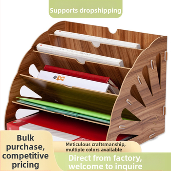 Стойка за документи с куха секторна форма, 5-етажна, настолно съхранение от плътностна дъска, с печатано лого