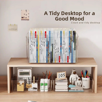 Κουτί αποθήκευσης γραφείου, διαφανές πλαστικό, 3L χωρητικότητα, πολλαπλών επιπέδων, προστασία από σκόνη, για καλλυντικά και μικρά αντικείμενα