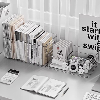 Κουτί αποθήκευσης γραφείου, διαφανές πλαστικό, 3L χωρητικότητα, πολλαπλών επιπέδων, προστασία από σκόνη, για καλλυντικά και μικρά αντικείμενα