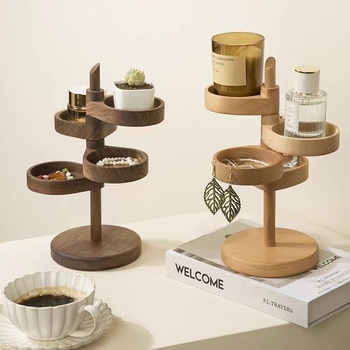 Ξύλινο επιτραπέζιο ράφι για κοσμήματα, σε στυλ Instagram, 4 επίπεδα, δημιουργικός οργανωτής για κοσμήματα και μικροαντικείμενα