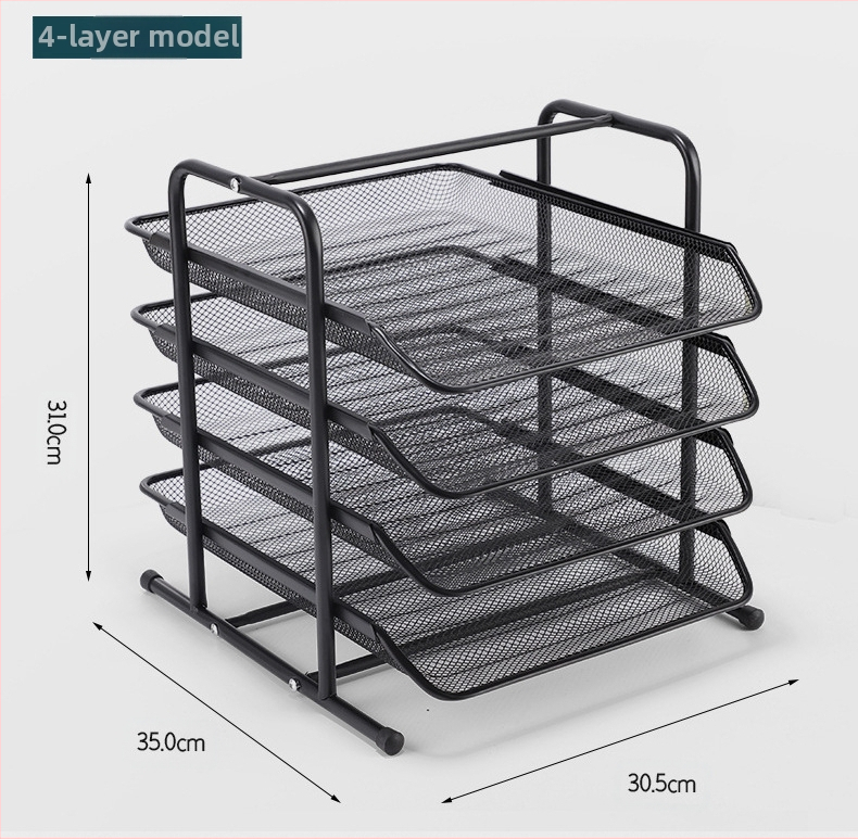Метален рафт за файлове в колонна конфигурация, 4 нива, модел CQY-2004-4, персонализация по заявка