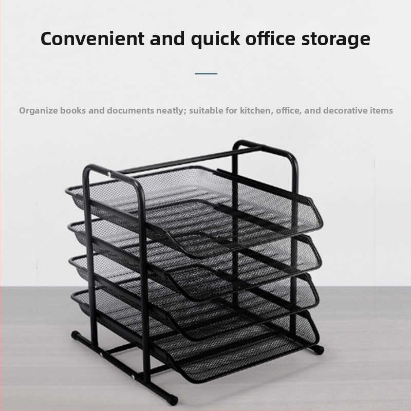 Метален рафт за файлове в колонна конфигурация, 4 нива, модел CQY-2004-4, персонализация по заявка